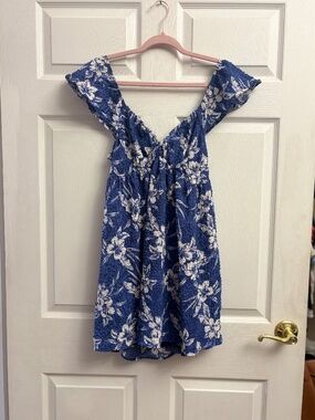 American Eagle Flowy Floral Open Back Coastal Dress